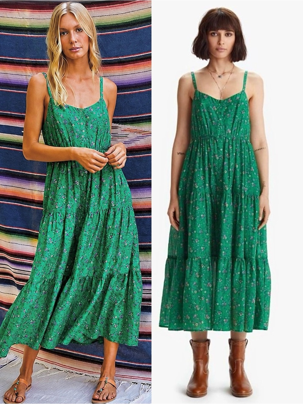 XIRENA Cotton Silk Floral Button Front Tiered Cottagecore Wedding Guest Dress L
